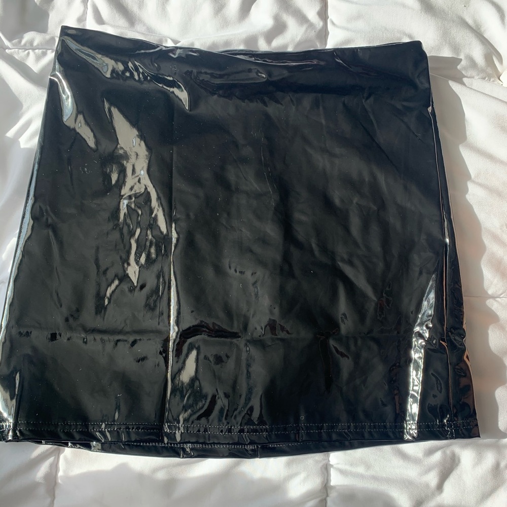 Black latex skirt